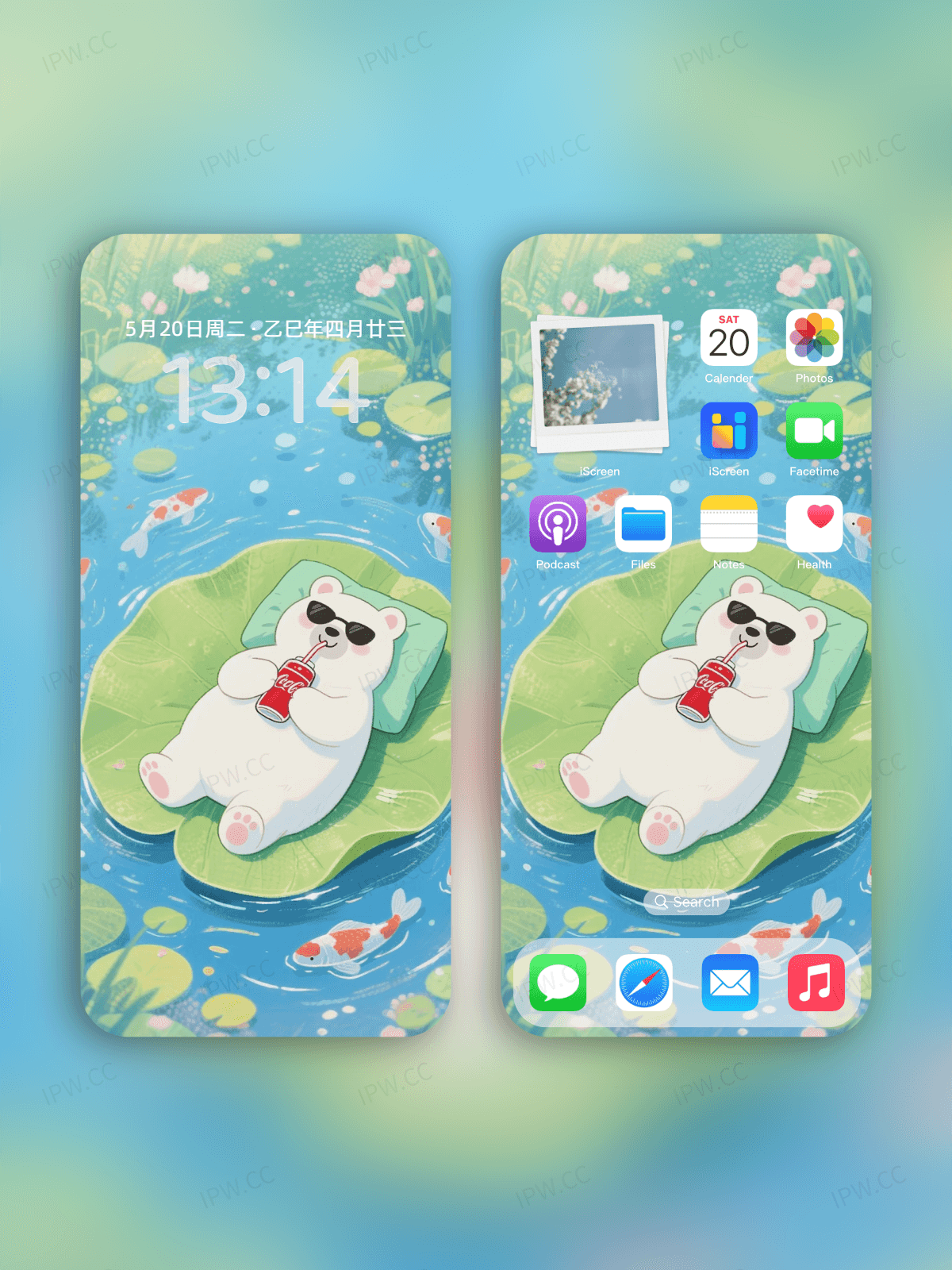 荷叶上熊手机高清静态壁纸#20250730145119 4d7a76f542ca68b