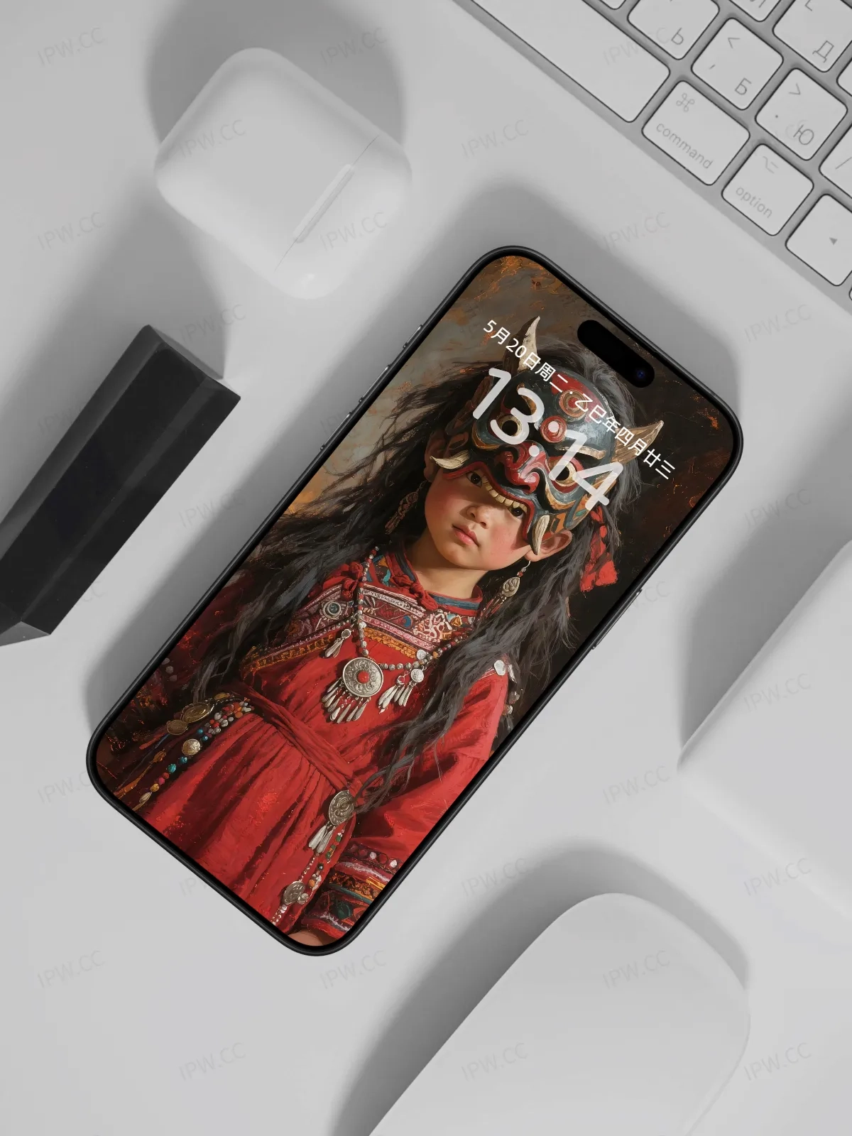 少数民族面具女孩手机高清静态壁纸#20250801230332 54f552d929a4371