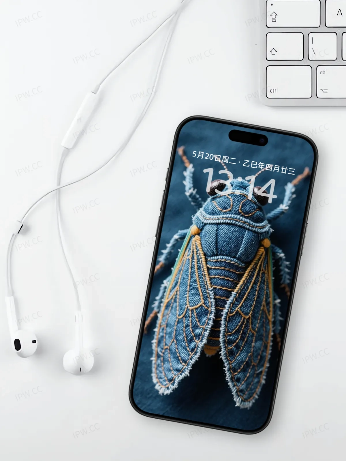 牛仔布材质蝉手机高清静态壁纸#20250730145031 581694f703ee941