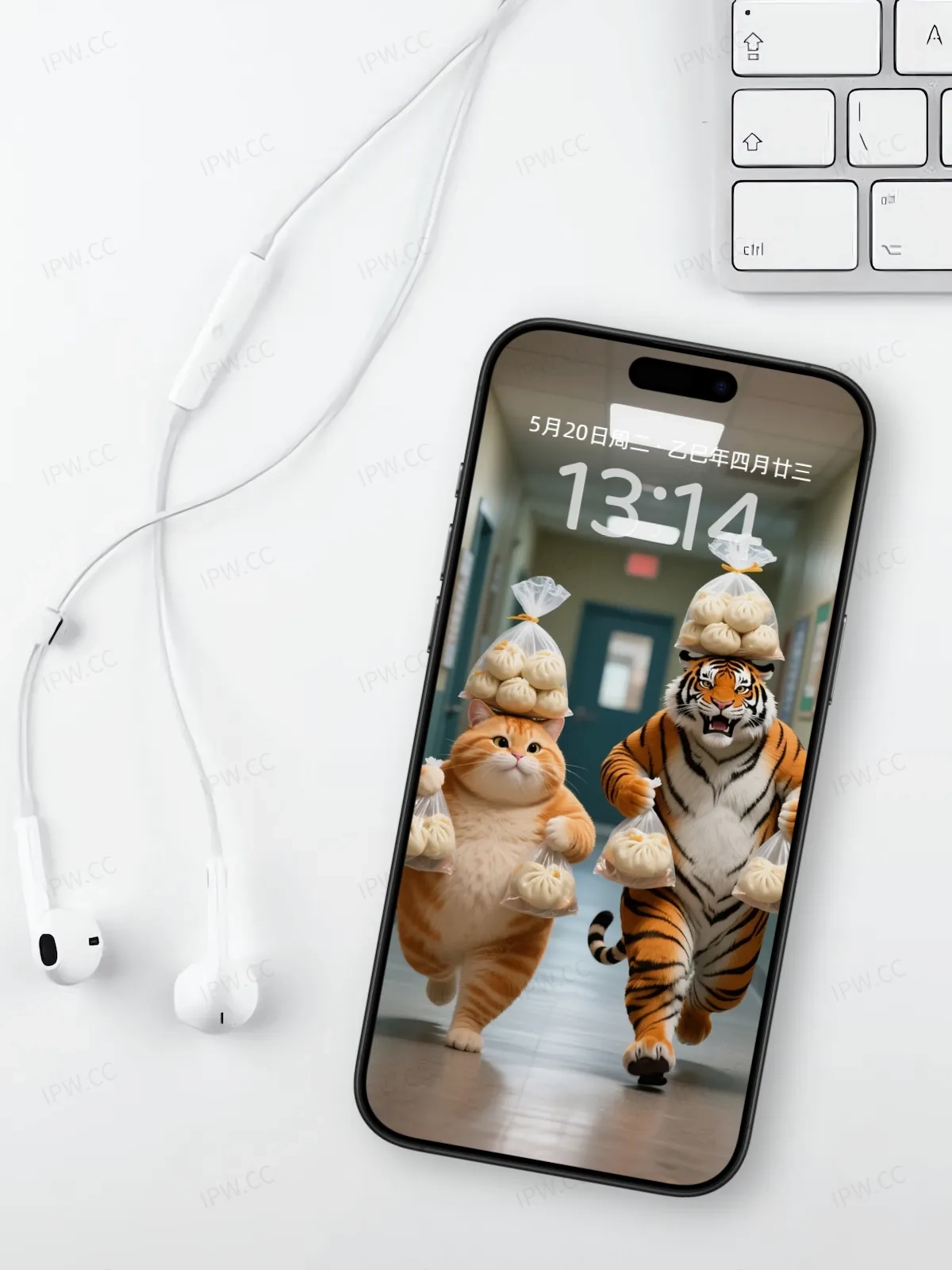 吃货老虎与猫手机高清静态壁纸#20250730142616 5b89621590696d0