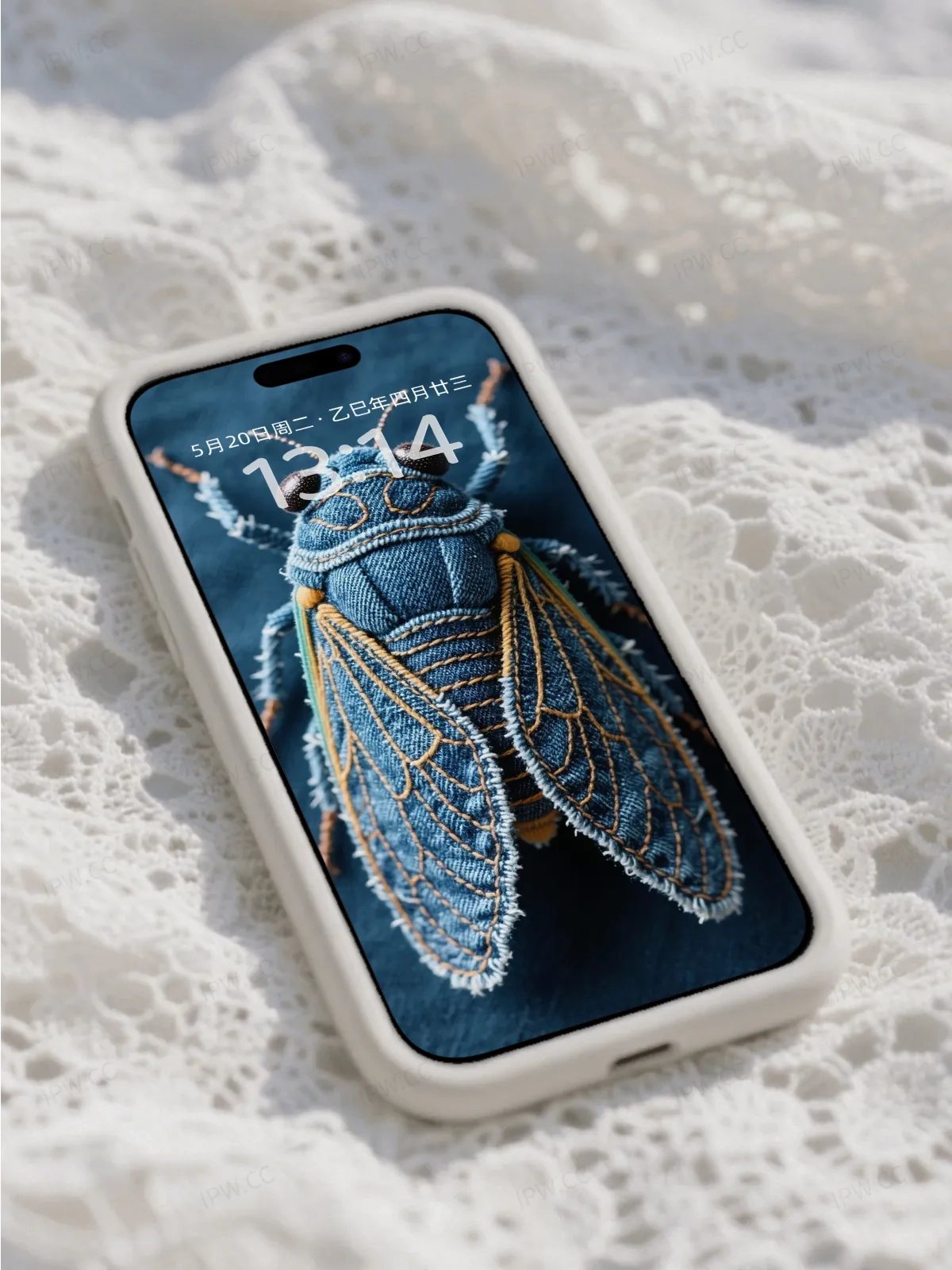 牛仔布材质蝉手机高清静态壁纸#20250730145031 601079314fe1705
