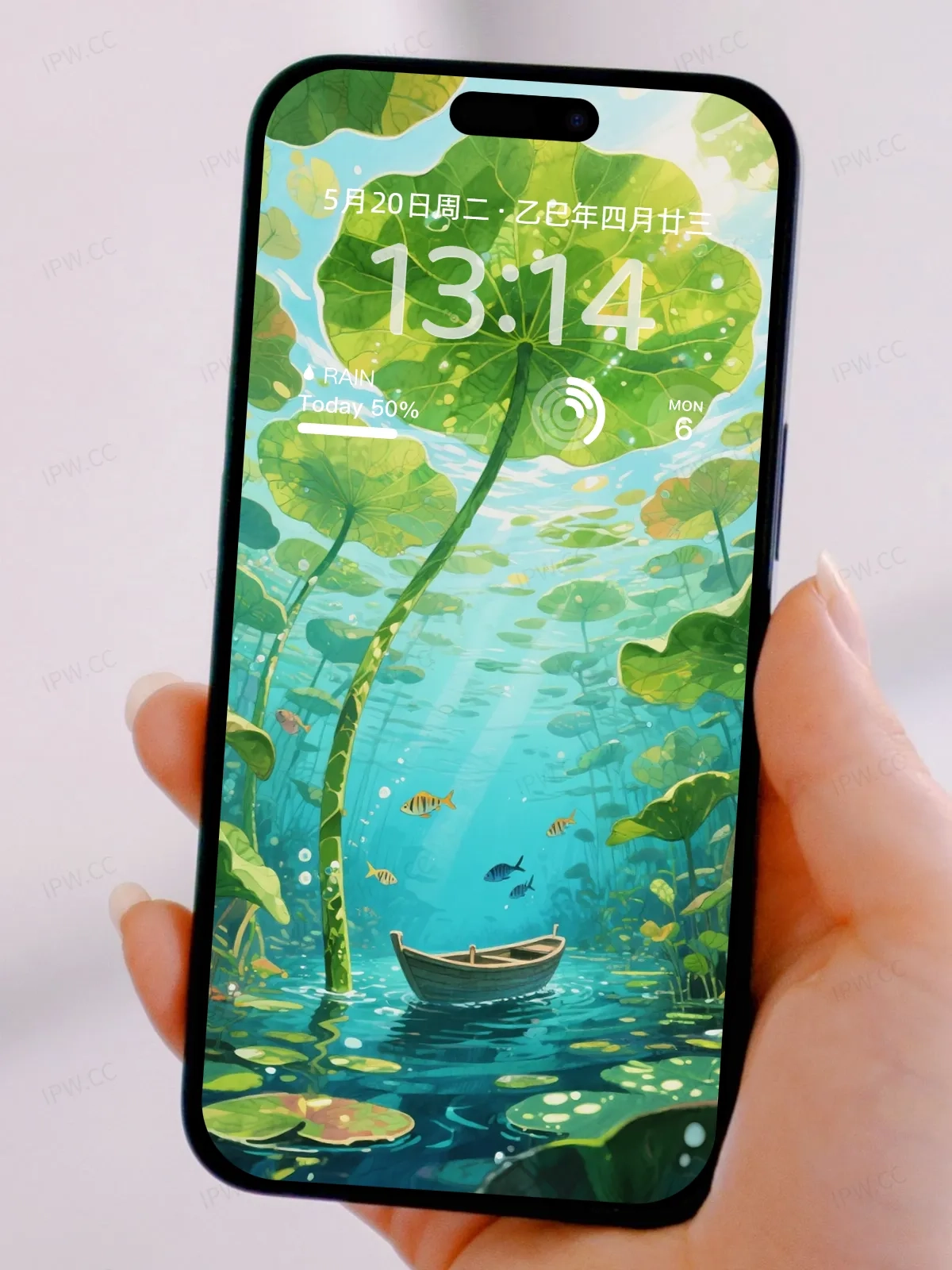 荷下泛舟手机高清静态壁纸#20250730142950 6144f0cf9320d07