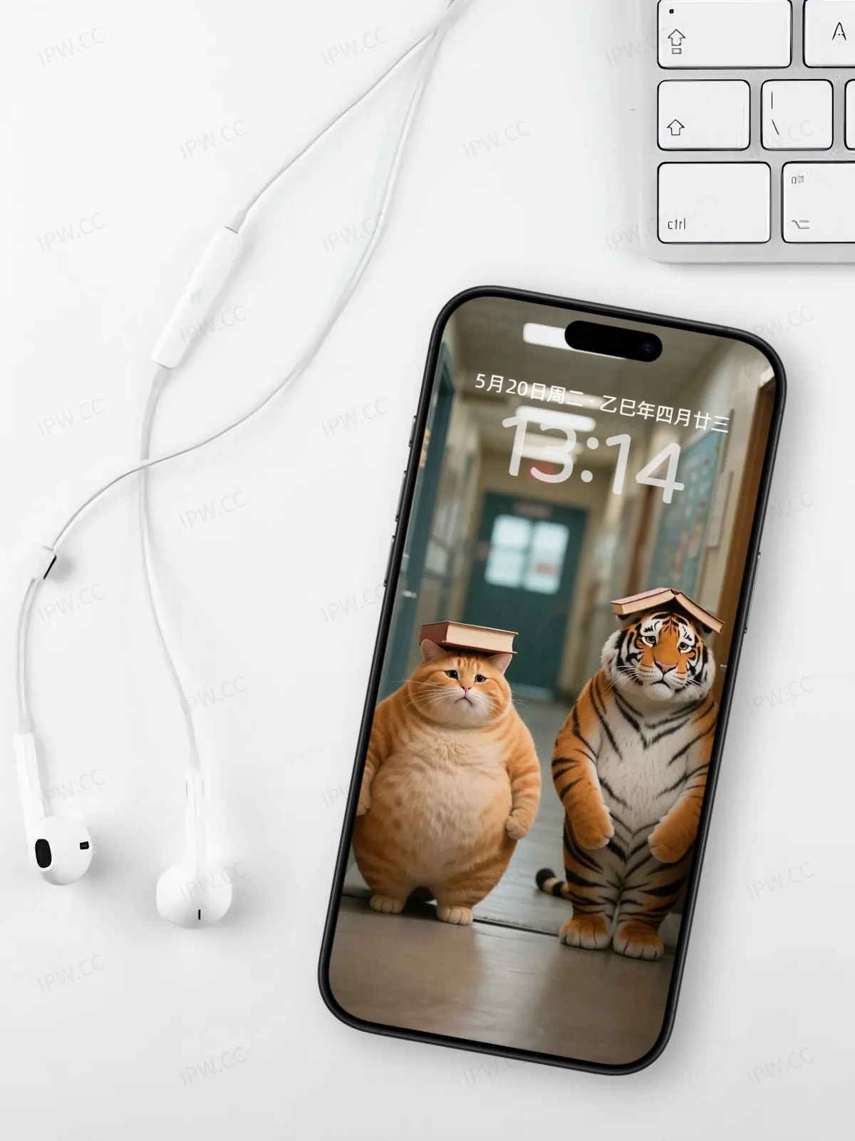 罚站的老虎与猫手机高清静态壁纸#20250801230804 6bb9fbbdd9c1d0e