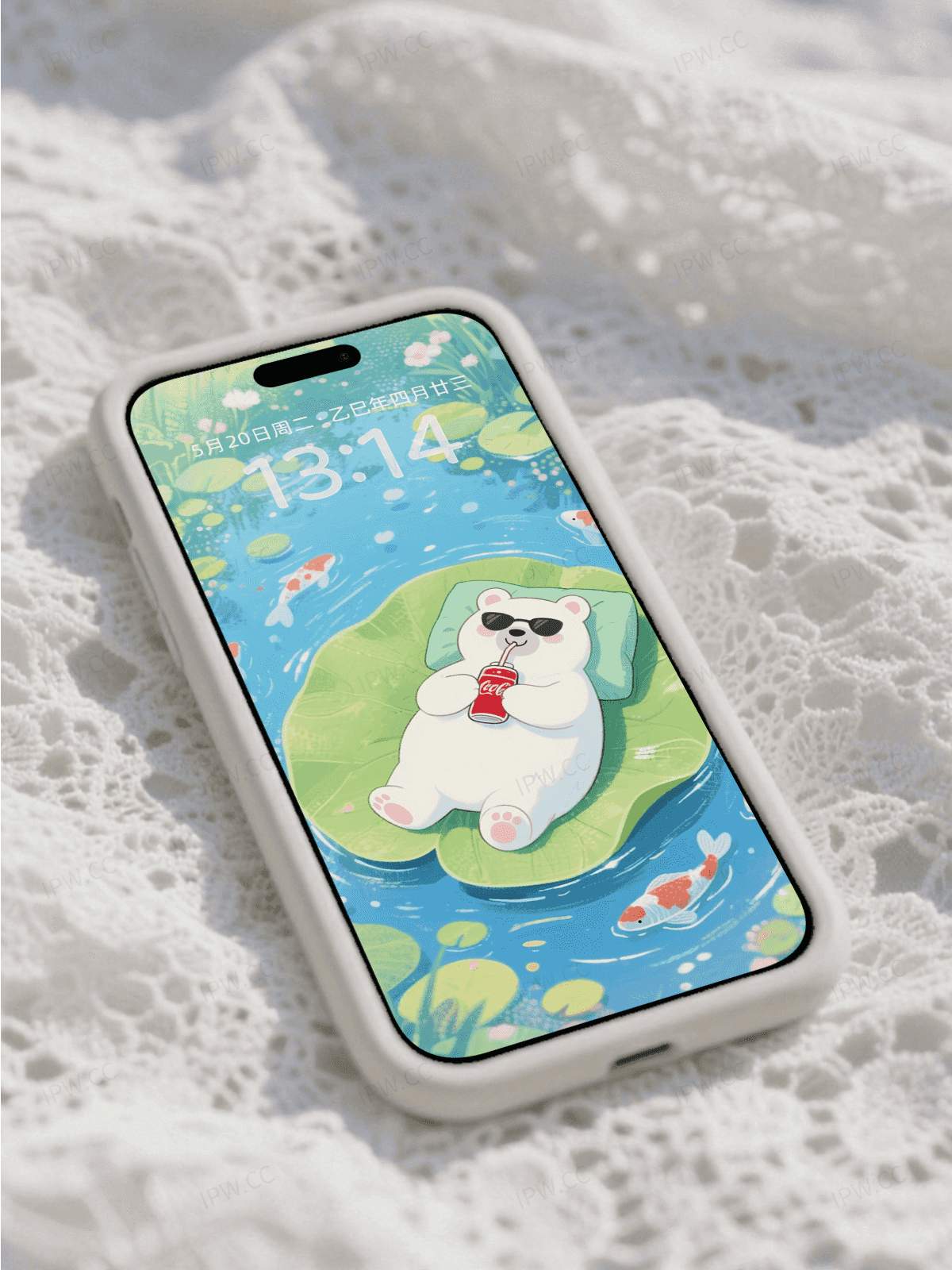 荷叶上熊手机高清静态壁纸#20250730145119 6c1178dc952243c