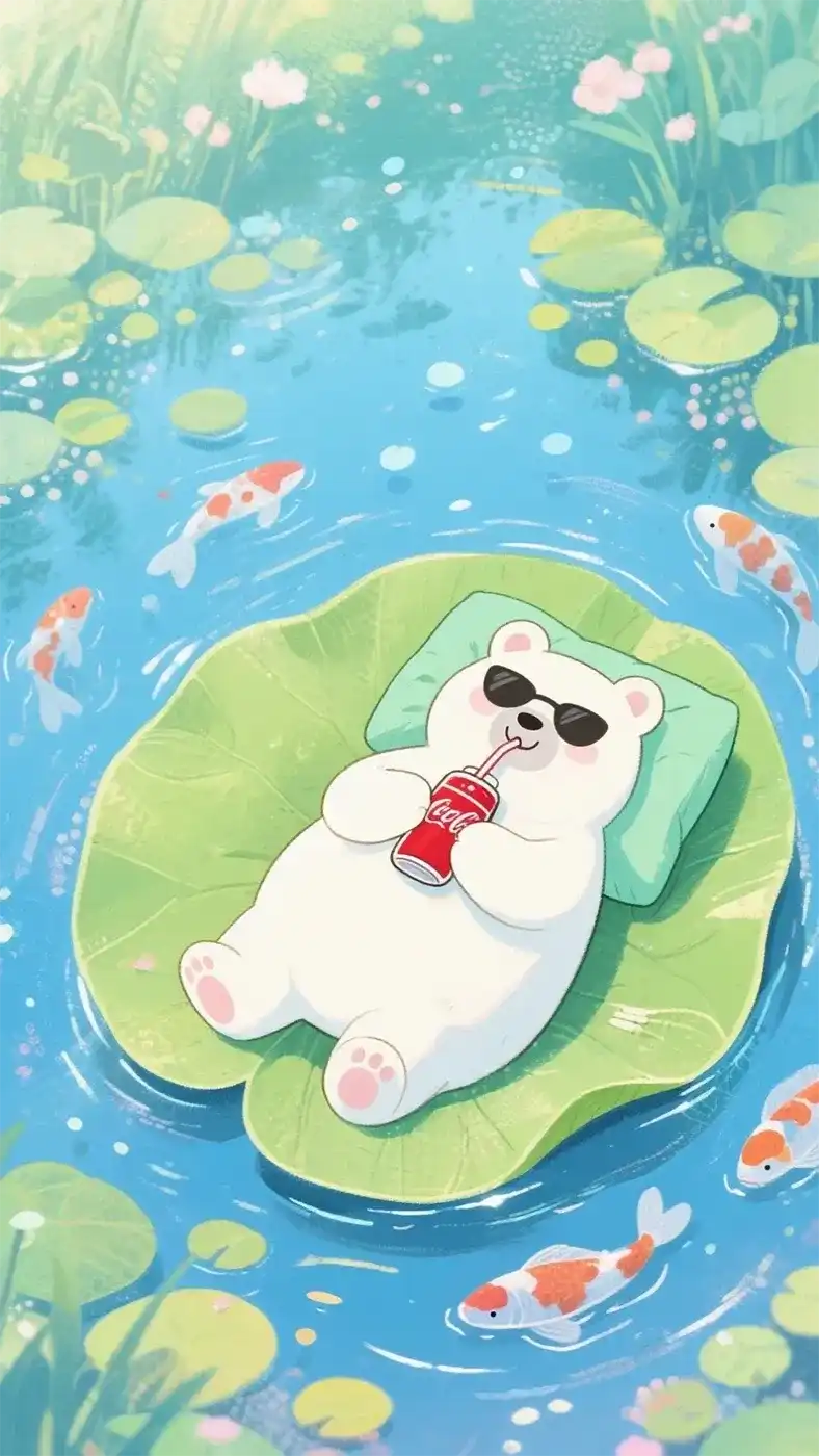 荷叶上熊手机高清静态壁纸#20250730145119