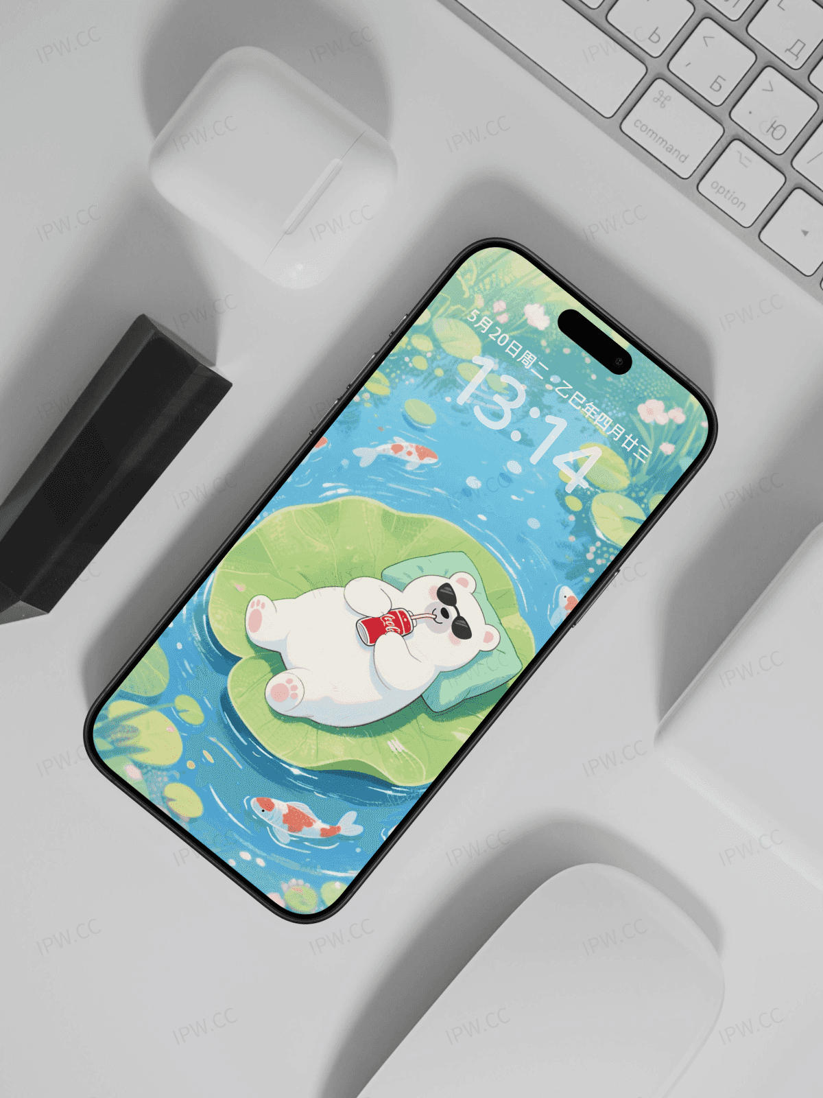 荷叶上熊手机高清静态壁纸#20250730145119 7b8316e432a5296