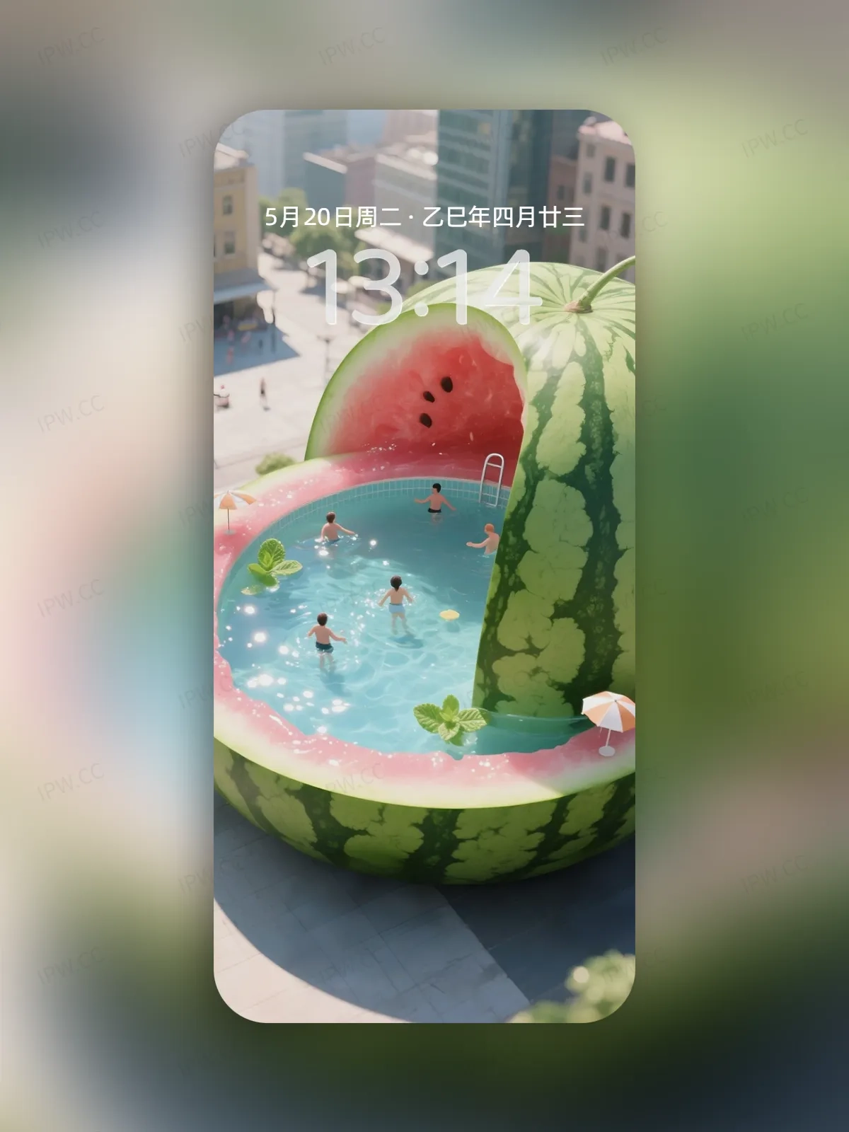 夏日西瓜泳池手机高清静态壁纸#20250730142530 855c9b515ead2b3