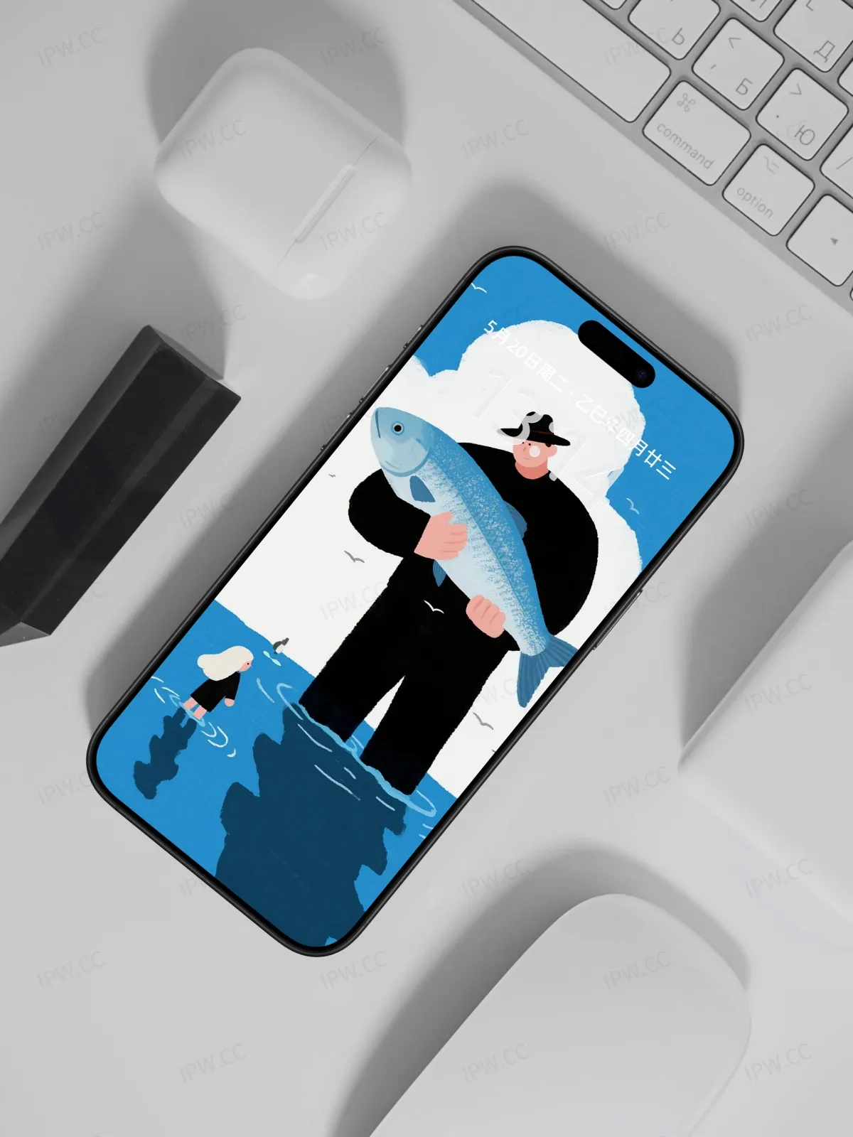 小女孩与父亲抓鱼手机高清静态壁纸#20250730143040 9aa0ba21ad003e6