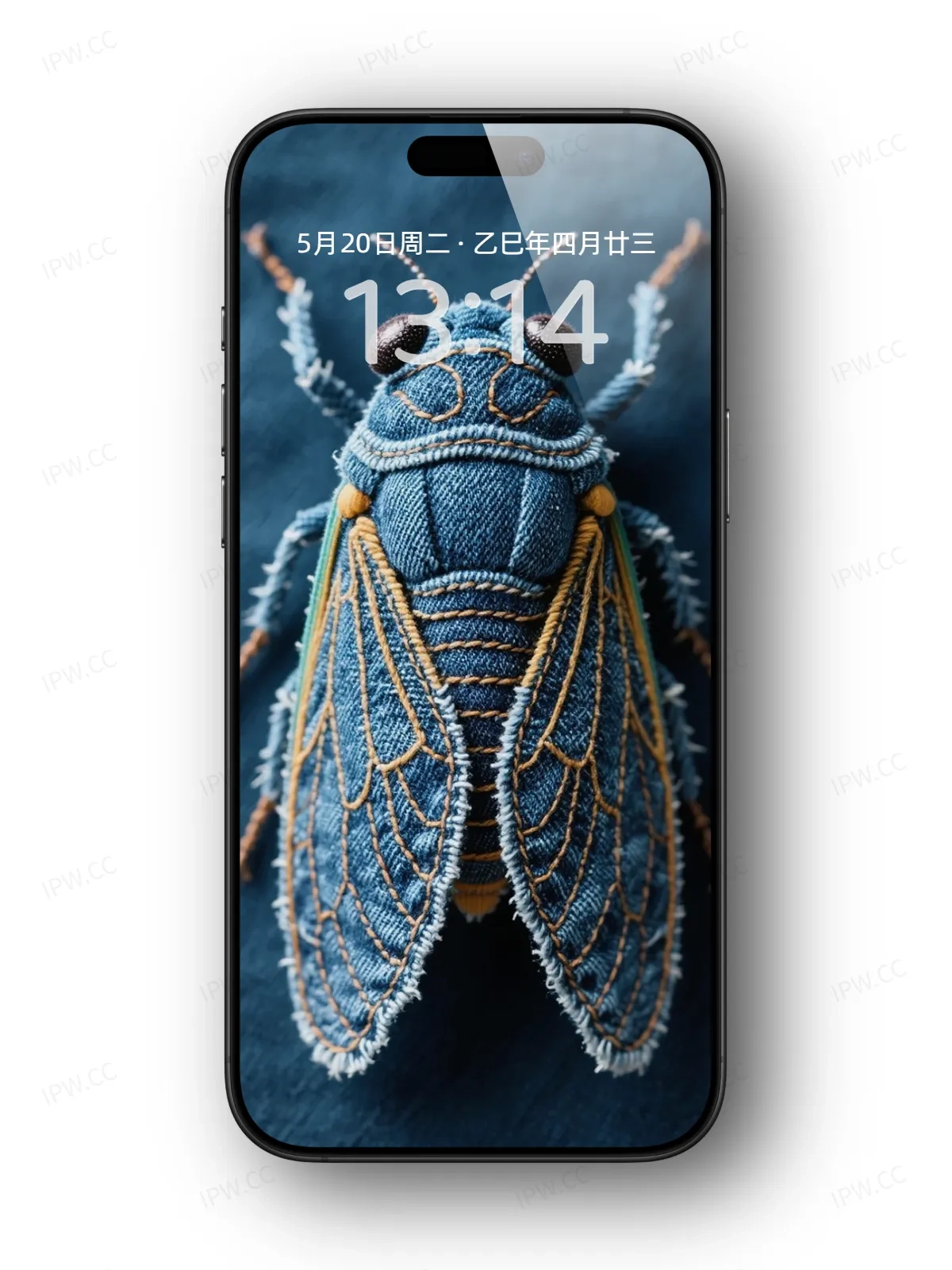 牛仔布材质蝉手机高清静态壁纸#20250730145031 9ead3640cee15b8