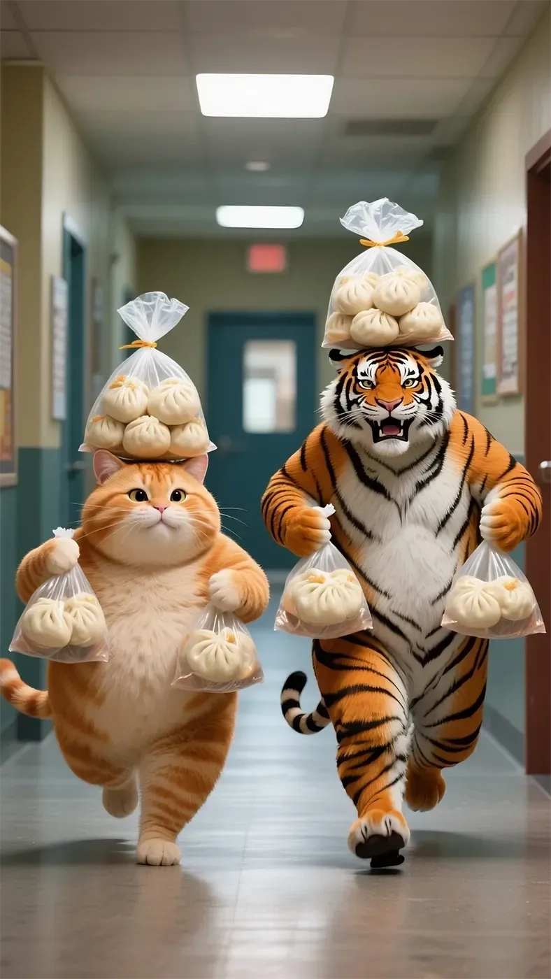 吃货老虎与猫手机高清静态壁纸#20250730142616