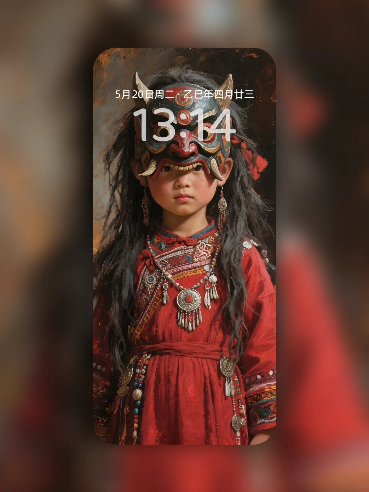 少数民族面具女孩手机高清静态壁纸#20250801230332 ace68b906f1399d