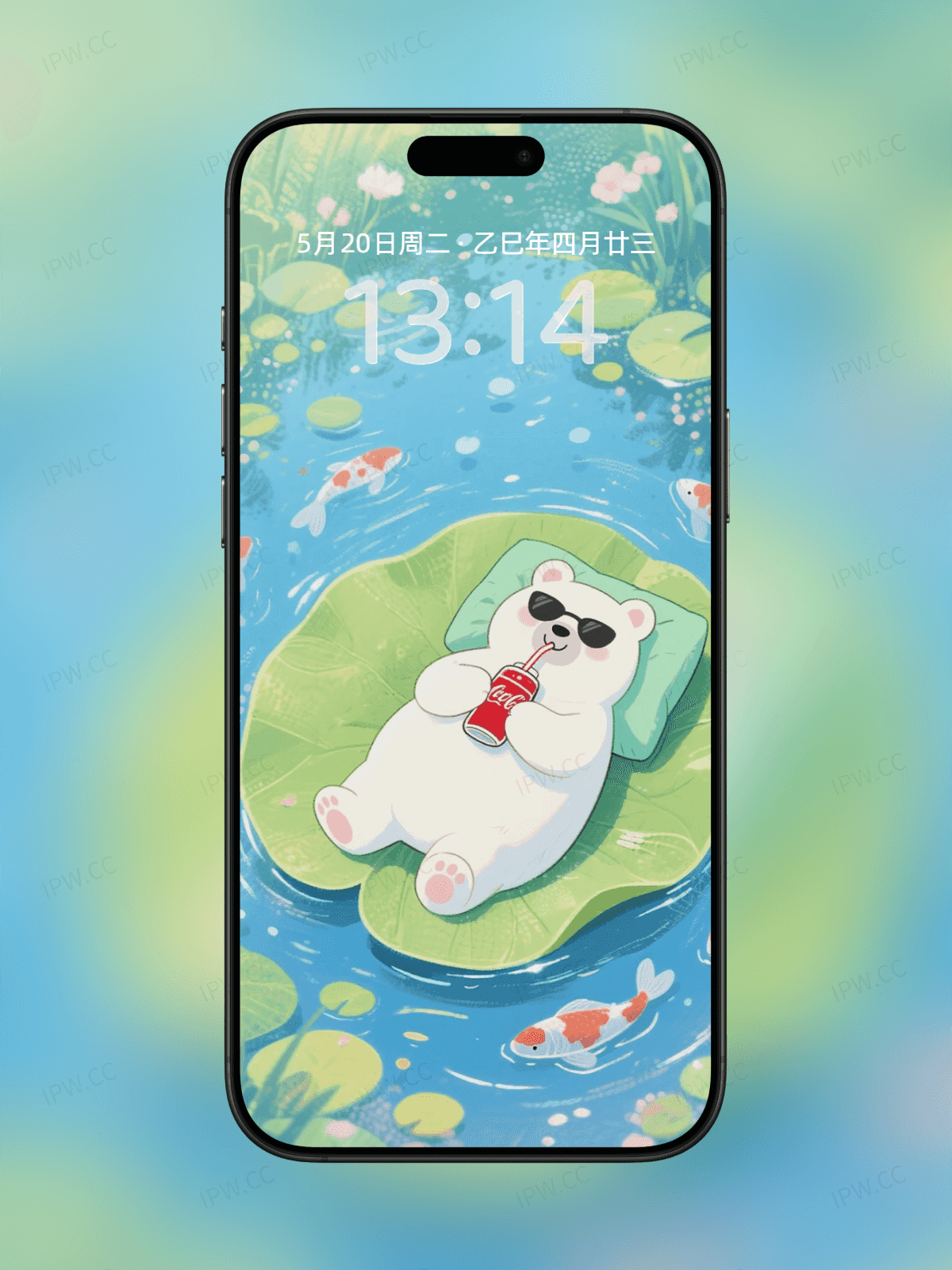 荷叶上熊手机高清静态壁纸#20250730145119 b1c5febea92a009
