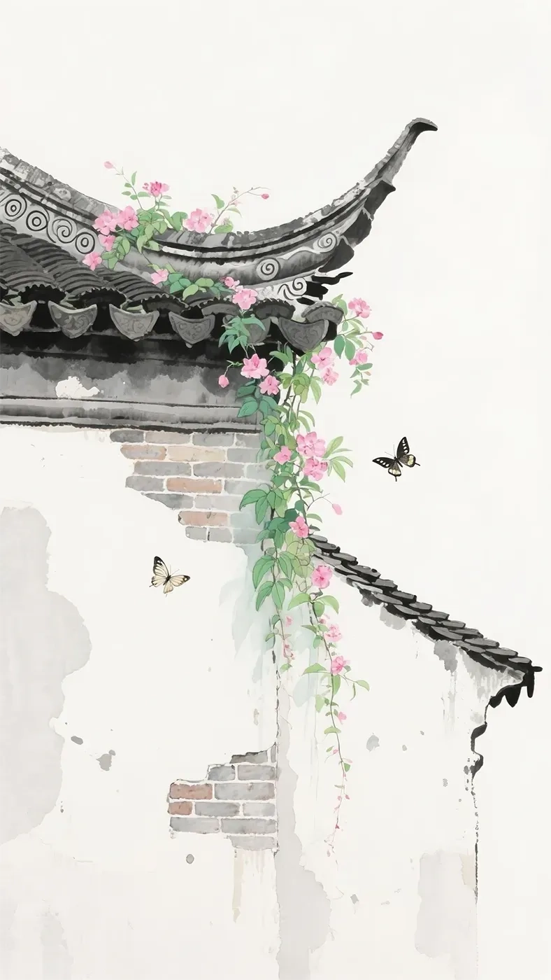 水墨皖南古镇房屋一角手机高清静态壁纸#20250801230017