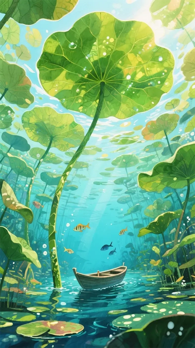 荷下泛舟手机高清静态壁纸#20250730142950