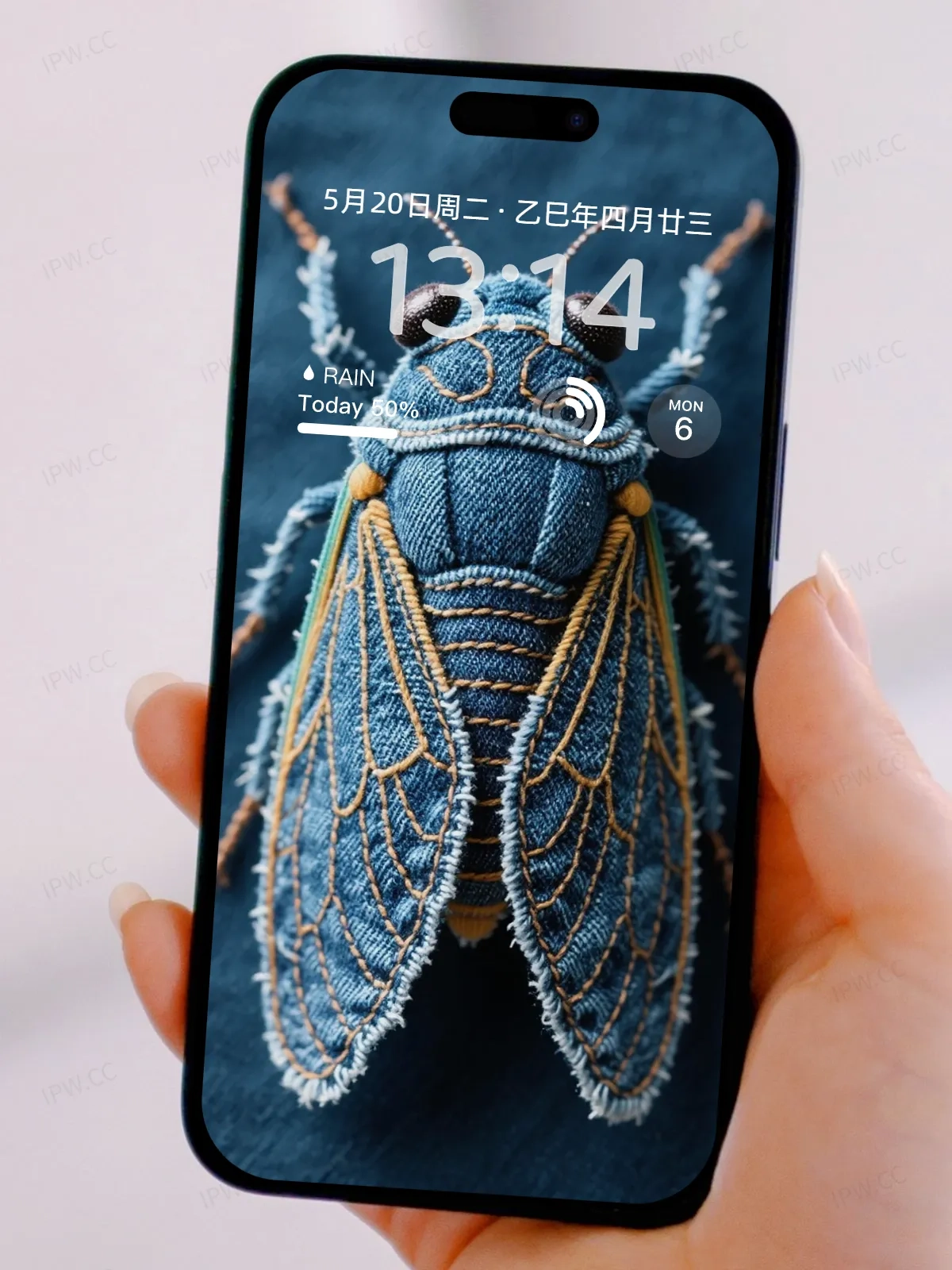 牛仔布材质蝉手机高清静态壁纸#20250730145031 e22a92061e2003c