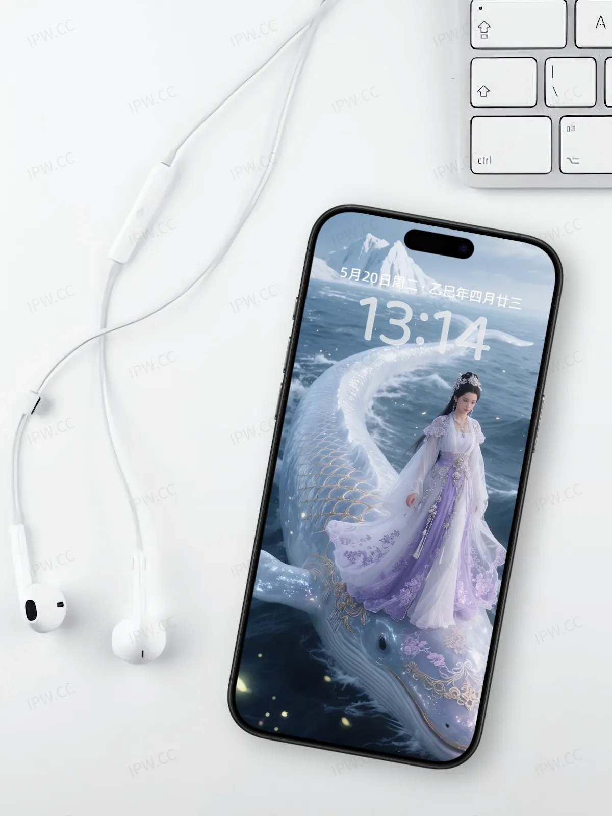 美女站在鲤鱼头上手机高清静态壁纸#20250801230422 e64bc72f0e4bea9