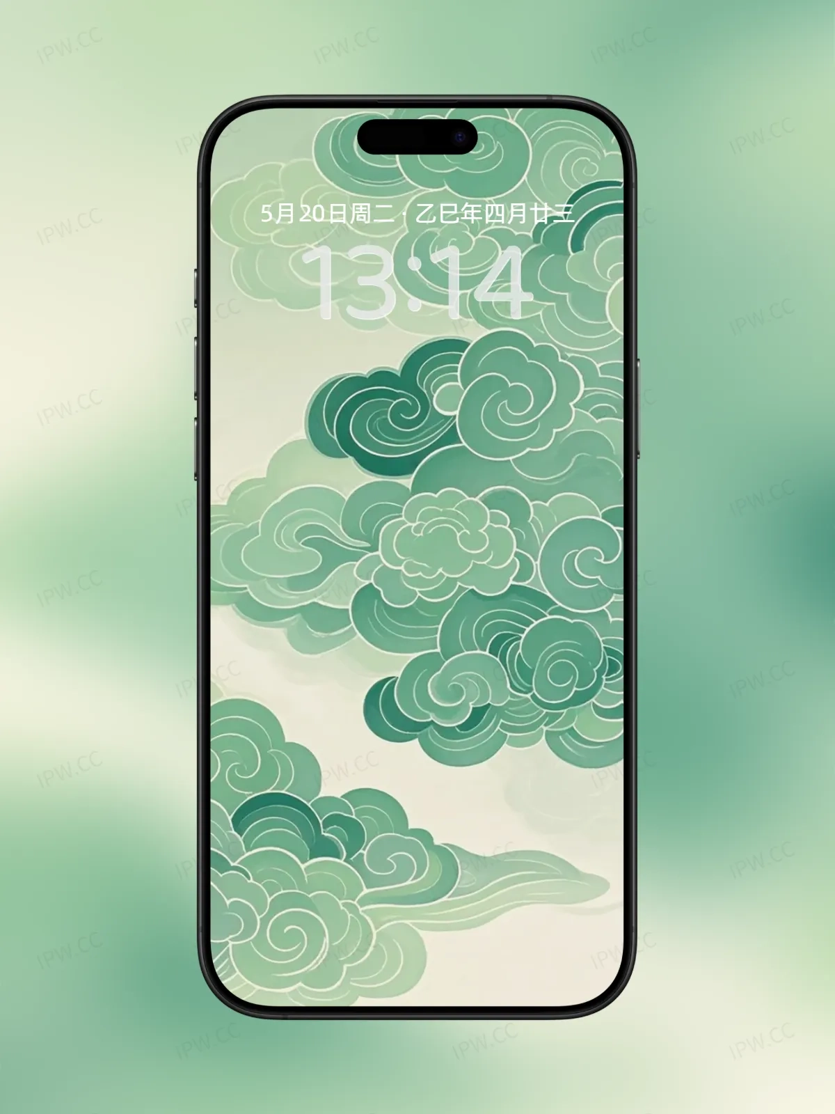 绿色祥云手机高清静态壁纸#20250730145225 e8f4ce1e6720348