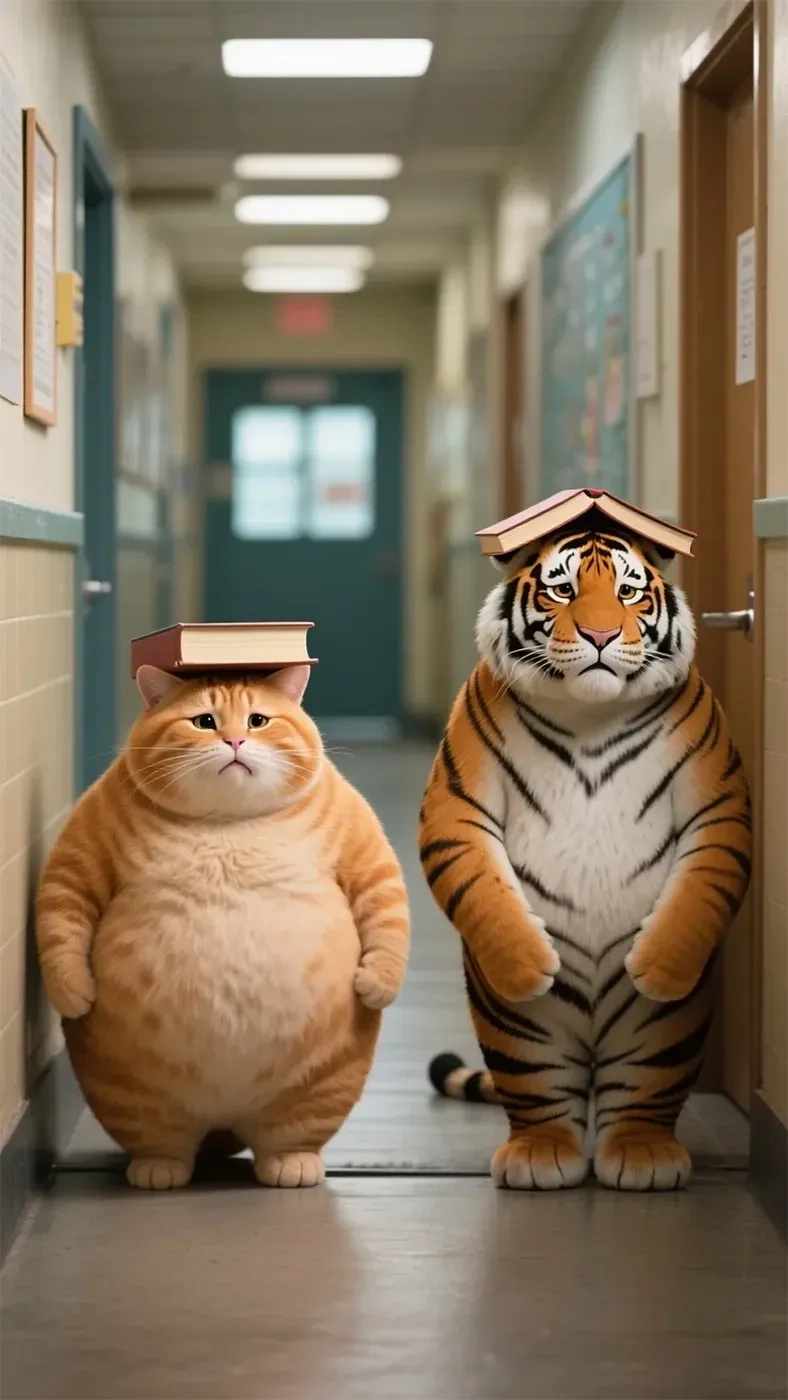 罚站的老虎与猫手机高清静态壁纸#20250801230804