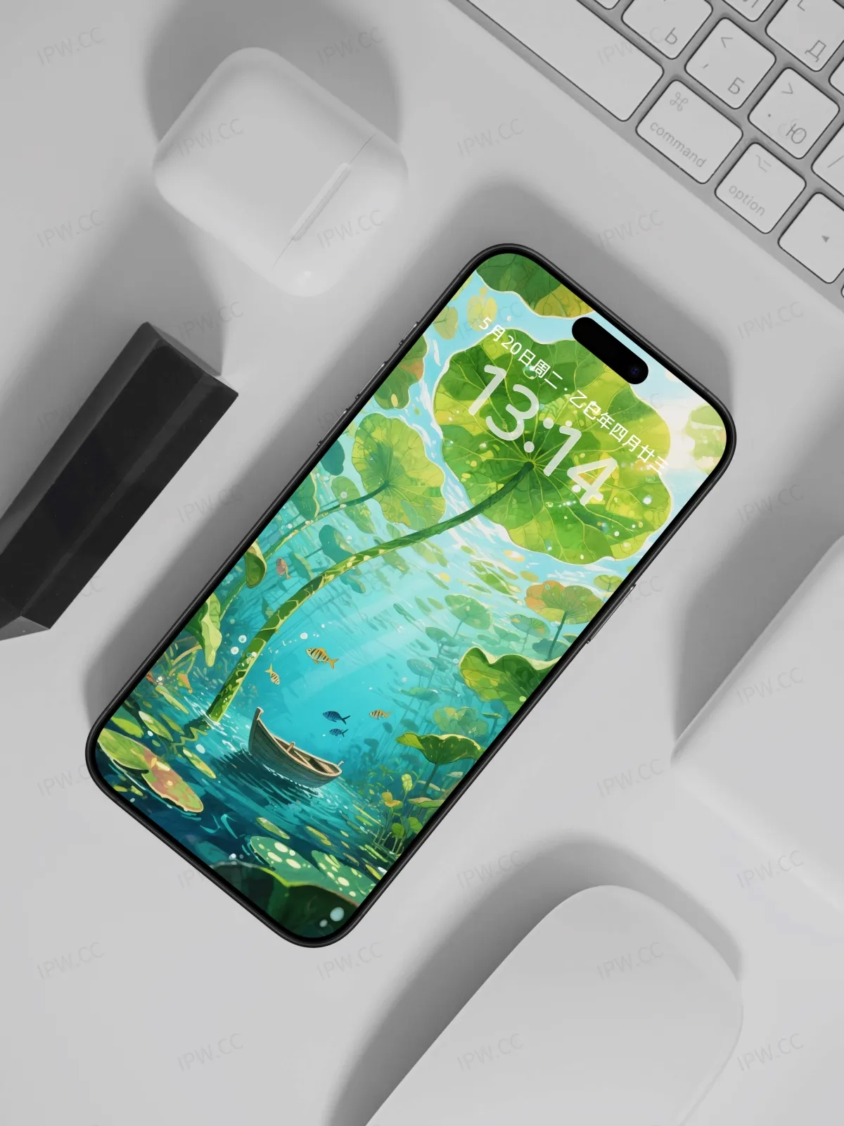 荷下泛舟手机高清静态壁纸#20250730142950 f781476726a9814